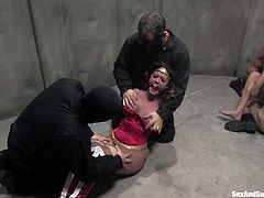 Isis Love and Princess Donna Dolore are playing dirty games with two men in a basement. The guys restrain the bitches and fuck their mouths before pounding their pussies deep and hard.