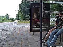 Bus Stop 3some public fuck