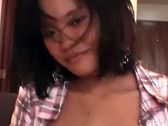 Enjoy this hot amateur vid where a provocative Asian brunette is ready to give her man a hell of a handjob and a tittyfuck pov style.