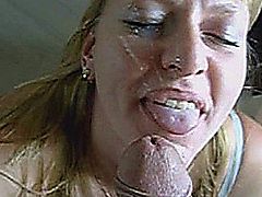 Blonde Wife Sucking Cock And Gets Facialized