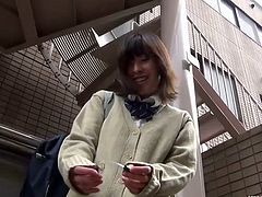 Watch this hot and sexy Japanese school girl finding a safe spot to show us her hot hairy pussy for vibrating it in this outdoor video.She seems shy and demur, just wait until they slide some “sensation” down their panties for our pleasure.Enjoy her toying her sweet hairy tight pussy.