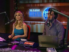 On this episode of the Playboy morning show the host starts things off by pulling her top down and showing her tits. Then the sexy female guests exchange Christmas gifts and rub their pussies together.