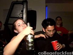 Crowd of horny college students party hard before a salty blond bitch cloisters in bedroom with a sex greedy dude. She inclines to his sturdy cock to give a blowjob in steamy sex video by Pornstar.
