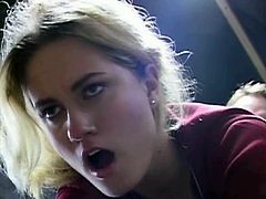 Watch two slutty blondes catfighting at work. The loser gets her mouth stuffed with cock and her pussy banged balls deep into kingdom come by a horny engineer.