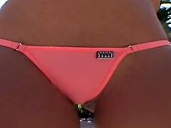 Stunning blonde chick shows her big tits and ass in close-up scenes. Later on she gives passionate blowjob and gets fucked hard inside the house.