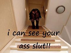miniskirt on the stairs