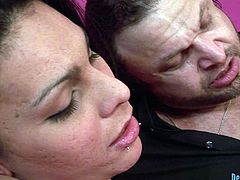Nasty brunette teeny is seduced by horny dude that is double of her age. So she takes the prick in her mouth sucking not wanting to upset him.