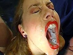 Wild slut is crazy about swallowing warm loads after having intense sex