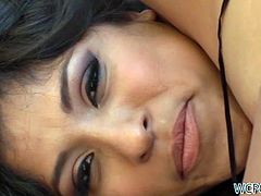 Gorgeous latina Laurie Vargas shows off her hot body on camera and before you know it she's taking a big fat black cock deep inside her pussy till cumshot!
