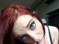 Blue eyed red head allows her boyfriend to penetrate her ass hole