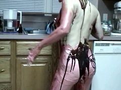 Crazy and super horny MILF got herself annointed in chocolate and strawberry jam so she could get licked off by her boyfriend.Watch her boyfriend licking it off from her wet and chocolate pussy in ChickPass Network sex clips.