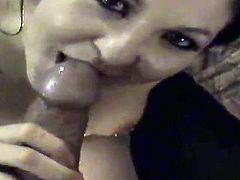 Nasty brunette Sariah shows her pierced tits to some guy and favours him with a passionate blowjob. Then they fuck doggy style and in missionary pose and the bitch moans loudly with pleasure.