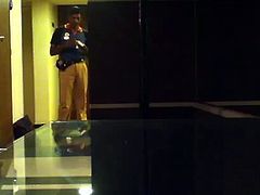 towel drop in front of the delivery boy