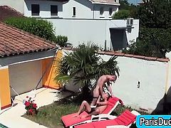 French amateur dude sucks outdoors