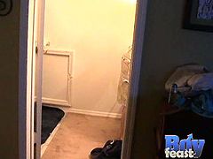 Check out these horny twinks having fun in the bathroom. After giving his partner an amazing blowjob one got his tight asshole ravished in the front of the mirror!