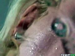Watch this not so attractive but horny fuck and crazy blonde suck that cock like crazy bitch in Team Skeet sex clips.