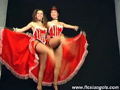 Hot flexible lesbians dancing