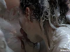 These mess loving chicks have their own way of finding pleasure, covering themselves in mud they start sucking this stud's stiff cock. Press play and I'm kinda sure you will enjoy watching this hot sex video.