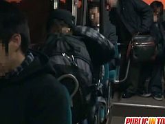 Japanese girl wakes up in the bus because someone fondles her boobs and pussy. Then she gives a blowjob to that guy and gets fucked in her pussy.