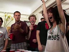 Check out these horny college guys having fun at the dorm. It all starts like an ordinary beer pong session, but everybody is horny as hell and start humping like crazy!