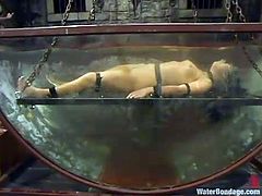This juicy and busty chick is a sex slave and she is going to be tortured by one of the most cruel mistresses of the BDSM world. Water bondage is the subject of the night!