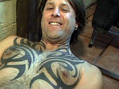 Here is this tattooed dude and he loves touching his huge cock so bad! No other cock is better for him, except for his own one.
