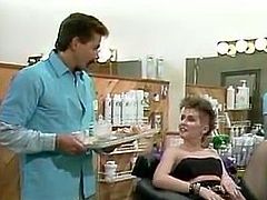 Two guys serve ladies at the highest level in the hairdressing salon