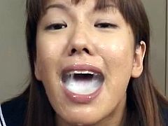 Kinky japanese teen loves to swallow cum after enjoying full pleasure at school