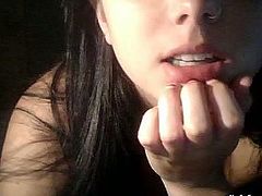 Amateur webcam teen with gorgeous tits is all naked stands in front of the webcam while boyfriend sensually rubs her lean belly and natural boobies.