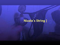 Cum on Nicole Thong dirty pussy cream String