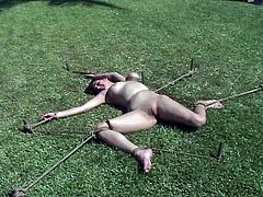 Jenni Lee and Mallory Knots are getting their punishment for being such whores. They get bound by some guy in the yard and undergo pain and humiliation.