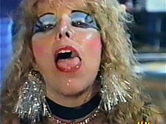 She is a filthy and horny woman! This is a retro tape and she gets a thick cock in her mouth, having put a weird makeup on her cute face.