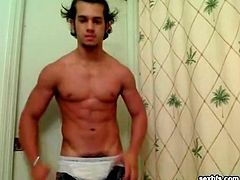 Hot body guy in a sexy solo striptease