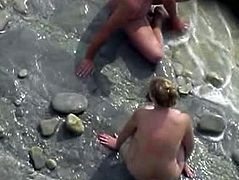 Nude Beach - Big Boob Fuck & Suck on the Rocks
