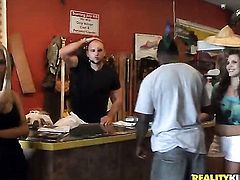 Senora with gigantic breasts and smooth cunt plays with vibrator