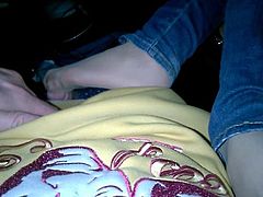 footjob in car with nylon