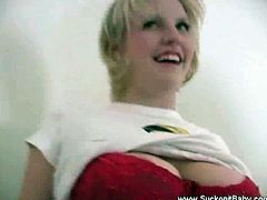 Check out this horny amateur blondie named Kelsey ready for her first porn video. She gets immediately on her kneees and starts deepthroating his cock like a real goddess.