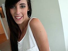 Get a load of this hardcore POV where the slutty babe Calista Carmichael has her tight pink pussy fingered by this guy before he pushes his hard cock into her.