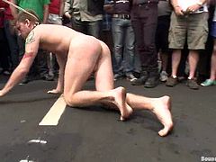 Jason Miller, Sebastian Keys and many other poofters are having fun in the street. The dominators bind their slaves, beat their butts brutally and then mouth-fuck the gay bitches and pull them by cocks and balls.