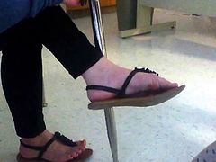 sexy teen girl showing of her sexy feet in class