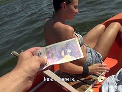 Nikol is a sexy brunette with beautiful and large breasts getting banged by a guy at the edge of a lake. Watch her sucking and getting fucked by this guy in this outdoors POV.