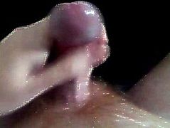 Mobile phone handjob & huge cumshot