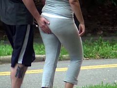 Sexy Pawg In Grey Spandex Jogging Spanking