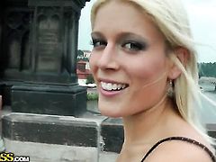 Blonde Sweet Cat takes dudes cum loaded tool in her hot mouth