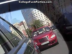 Long haired read head big assed college tramp greedily swallows tremendous penis and directs to car to get her pussy harshly fucked doggy style. Take a look at this red haired slut in WTF Pass porn clip!