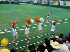 While the team is playing on a field the coach fucks two skanky cheerleaders in a locker room. He gives fat facial cumshot to one of the girls.