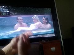 jerking hard cock  while watching jacuzzi sex