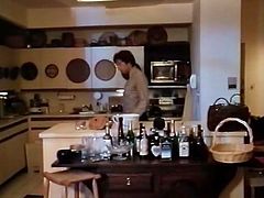 Smoking hot curvy housewife invites her hubby's friend to the kitchen to help her with dishes. Slutty wife starts kissing him and then greedily sucks his big dick.