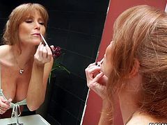 My Milf Story brings you a hell of a free porn video where yo ucan see how the alluring redhead milf Darla Crane gives a great blowjob to her man's hard cock.