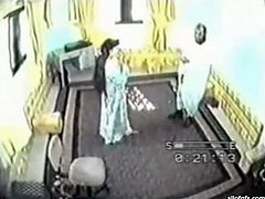 Spy camera caught slutty housewife cheating on her hubby. The guy lifted up her skirt while she was standing on her all four. He penetrated her slick pussy hole from behind pounding intensively.